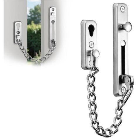 de porte en acier inoxydable, Chaînes de Porte, Verrouillage de Sécurité, Serrure de Porte Privée de Sécurité avec 4 Vis pour la Sécurité de la Porte d'Entrée, etc. (siliver)