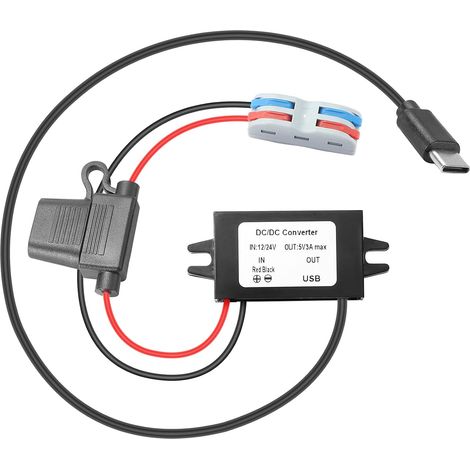 Convertisseur DC-DC Voiture 8-32V vers 5V 3A USB-C, Imperméable IP67 avec Protection Surtension/Surintensité/Court-Circuit - Convertisseur Abaisseur pour Camion Bateau Moto (1/5)