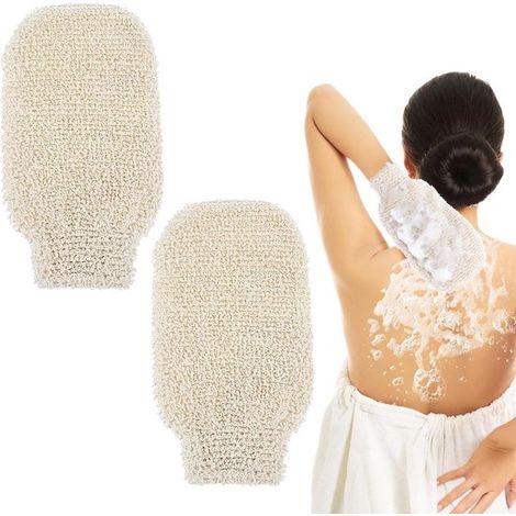 Zweierpackung Peelinghandschuhe aus natürlichem Sisal – langanhaltendes Peeling – geeignet für die tägliche Anwendung unter der Dusche für Männer. (1/5)