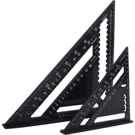 Equerre Menuisier Multifonctions 18cm et 30cm, Triangle Métal Aluminium Règle Équerre Trusquin Guide Raporteur Angle 45 90 Degres/Outillage Charpentier/Outil Traçage Guidage Menuiserie Bois (1/5)