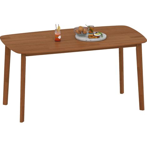 Table de salle à manger, style campagnard, plateau laqué, bois, 150 x 80 cm, marron