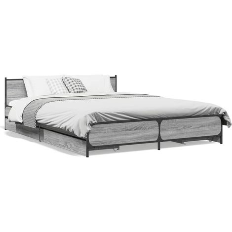 Maison Exclusive - Cama con cajones madera de ingeniería gris Son