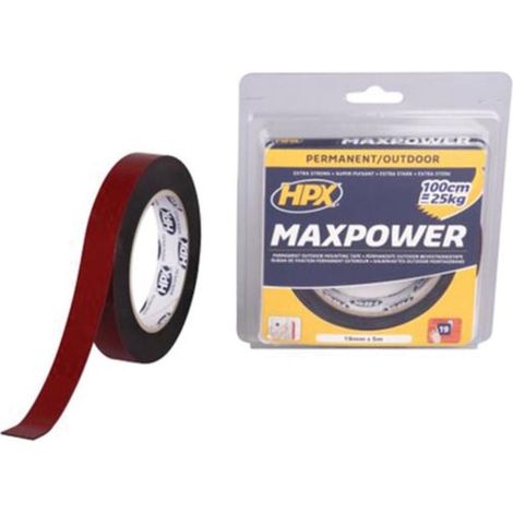 Ruban Max Power Outdoor double face - noir 19mm x 5m