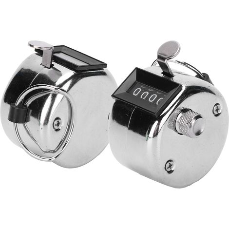 Lot de 2 compteurs manuels à bouton en acier inoxydable 0-9999 pour l'inventaire d'atelier (1/5)