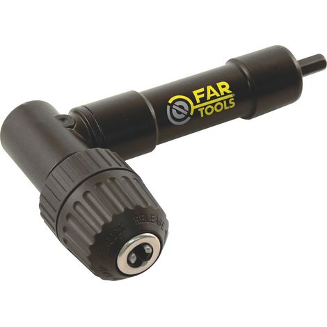 Fartools – Adaptateur angulaire de perçage 90° – Mandrin 10mm sans clé auto-serrant – Queue hexagonale pour perceuses et visseuses – Utilisation bois et métal
