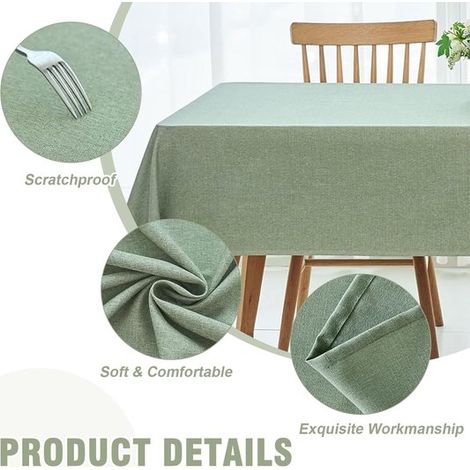 Tovaglia da giardino lavabile, effetto lino, 90 x 140 cm, resistente alle intemperie, rettangolare, per esterni, giardino, tavolo da pranzo, festa di compleanno, festa, verde