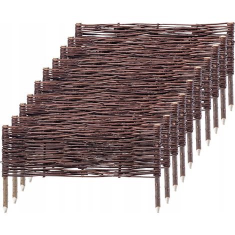 KADAX Palisade aus Weide, natürlicher Weidenzaun, 10 Stück, 60x30cm