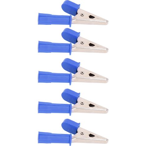 10 Stück Prüfklemmen, isolierte Krokodilklemmen aus Messing mit 4-mm-Buchse, 10-mm-Öffnung, 20 A, J.60046, blau (1/5)