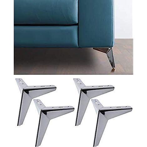 IPEA 4 Pieds de Meubles et Canape modele Jazz Lot de 4 Pieds en Metal- Pieds su Elegante Design pour Fauteuils et Armoires - Couleur Chrome - Hauteur 135 mm (1/5)