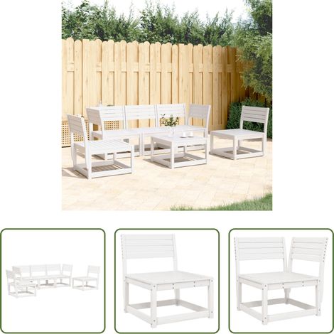 vidaXL Canapé sans accoudoirs - Salon de jardin 5 pcs blanc bois massif de pin (1/5)