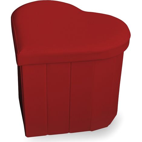 Pouf Contenitore a forma di cuore ecopelle colore rosso o bianco Idea Regalo San Valentino Rosso