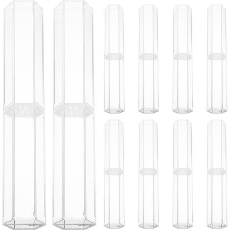 étuis à crayons hexagonaux transparents en plastique boîte (1/5)