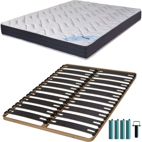 Matelas mousse + Sommier métal C310 140x190 Melior - Hauteur 20 cm - Soutien ferme (1/5)