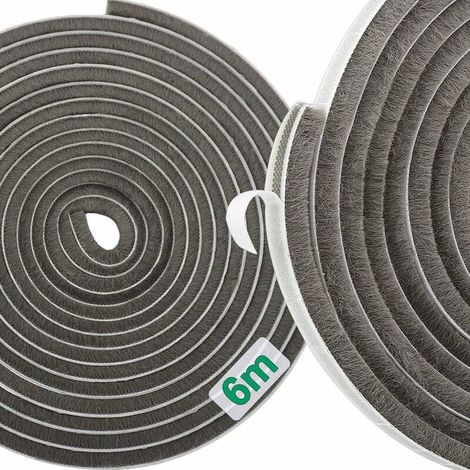 Bande auto-adhésive de brosse de joint de porte et de fenêtre de 6 m, bruit coupe-vent et antipoussière, 9 9 (1/5)