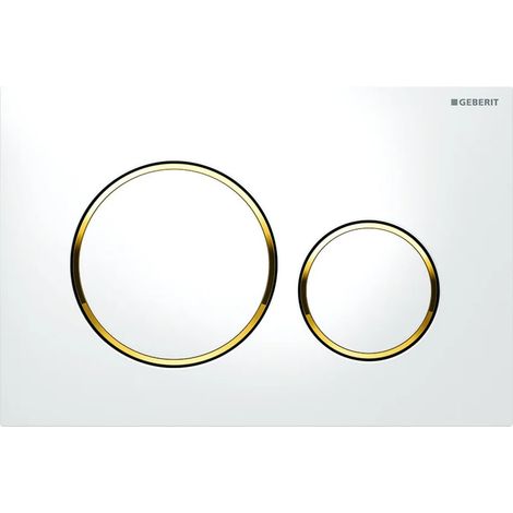 PLACCA DI COPERTURA 2 TASTI SIGMA 20 GEBERIT Bianca bordi tasti Dorati