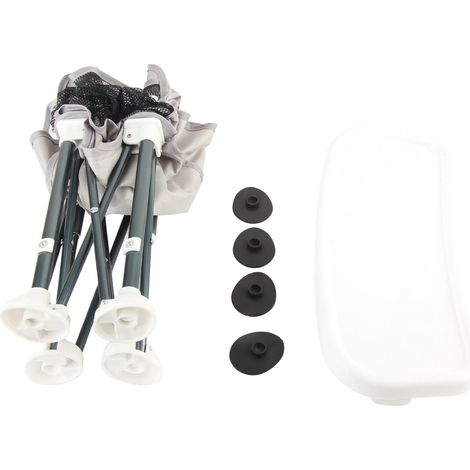 Siège rehausseur portable pliable pour bébé avec tablette amovible et ceinture réglable, idéal pour les voyages et le camping. (1/5)