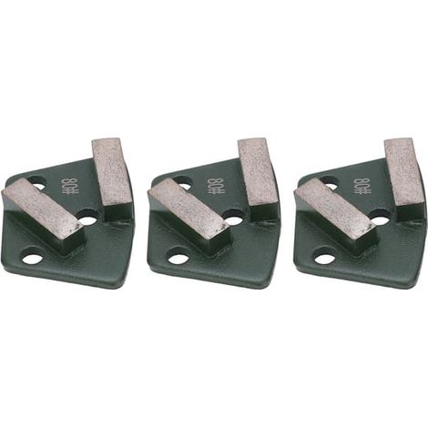 3 blocs de meulage diamantés trapézoïdaux pour sols en béton, coupe intensive, 2 segments allongés, grain vert 80 (1/5)
