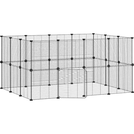 Gabbia per animali con 28 pannelli e porta 35 x 35 cm nera 020041574