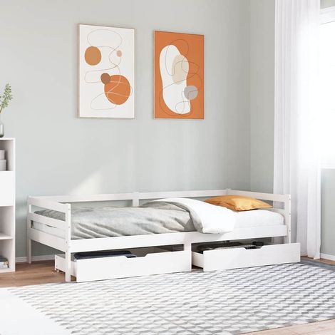Tagesbett mit Schubladen Weiß 90x200 cm Kiefernholz (1/5)