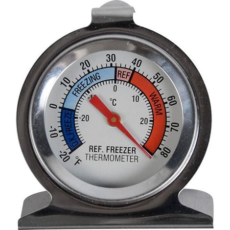 Kühlschrankthermometer, großes Zifferblatt, Edelstahl-Temperaturanzeige für Gefrierschrank, Kühler mit Aufhängehaken und Ständer, 1 Stück, KoleZy