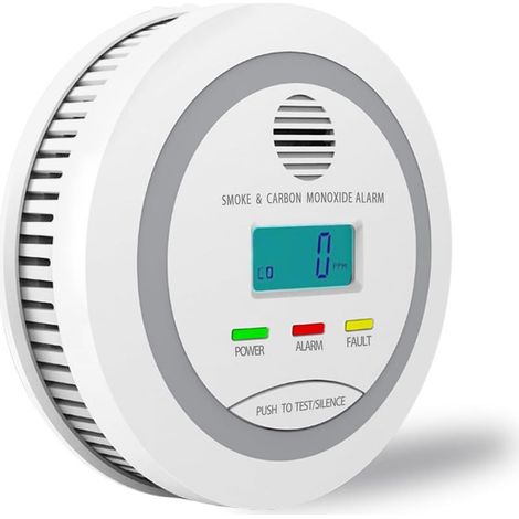 Détecteur combiné fumée et monoxyde de carbone 2-en-1 – Alarme de sécurité avec écran LCD, alertes sonores et visuelles pour maison, garage et caravane (1/5)