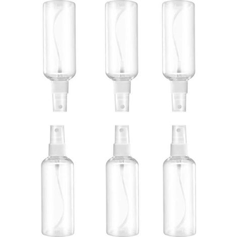 Spray Bottles 6pcs, Refillable Cosmetic Spray Bottles, Small Refillable Liquid Containers, 2oz/50ml Clear Empty Fine Mist Plastic