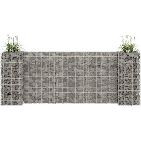 Jardinière de jardin - Balconnière à fleurs à gabion en H Fil d'acier 260x40x100 cm BV903197 - BonneVie (1/5)