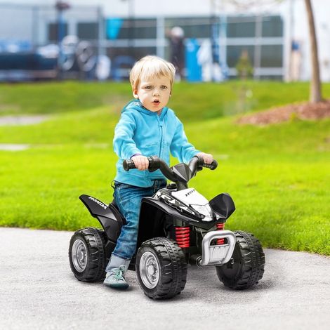 Quad eléctrico infantil 65,5x38,5x43,5 cm de plástico negro, LED, estable – MEUBLIV (1/5)