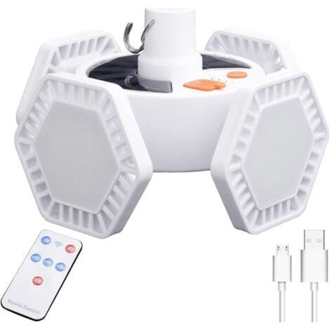 169 LED Solar Camping Light, Foldable with Remote Control, USB Rechargeable, 5 Modes, IPX5, 360° Waterproof, for Hiking, Garden, BBQ (1/5)