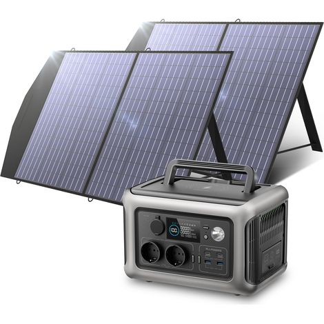 ALLPOWERS Generador Solar R600, 299WH LiFePO4, 2 Pilas de 600 W (Punta de 1200 W), Salida CA, estación de alimentación portátil con 2 paneles solares de 100 W, Fuente de alimentación móvil
