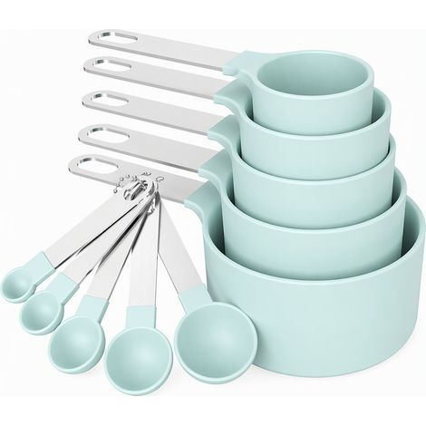 Verres doseurs et cuillères de mesure, set de 10, émeraude, en boîte kraft (1/5)