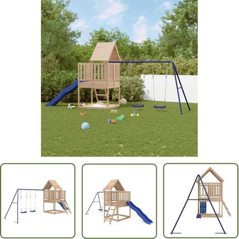 The Living Store Aire de jeux d'extérieur bois de pin massif - Jeux D'extérieurs - Aire De Jeux - Jardin Enfant - Jouet Extérieur - Toboggan (1/5)