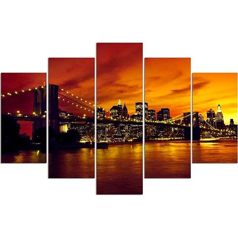 Tableau pont de brooklyn, manhattan au coucher du soleil - 200 x 100 cm (1/3)