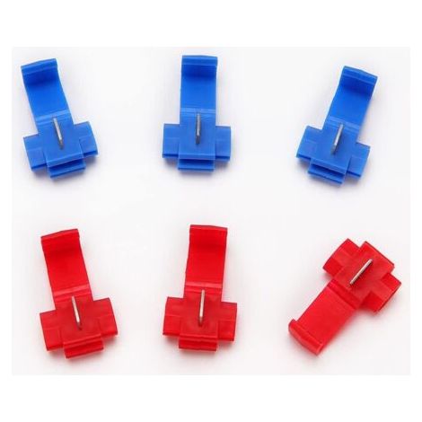 100 Pièces Cosse Electrique Connecteur Rapide, Connecteur Dérivation Auto-Dénudants Rapide, Scotch Verrouillage Connecteurs (50 Pièces Rouge, 50 Pièces Bleu) (1/4)