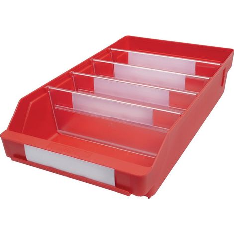 Boîte pour étagère L400xl240xH95mm rouge PP (Par 15)