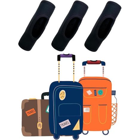 Set di 3 protezioni nere per maniglie di valigie,15x14 cm,comode coperture antiscivolo per maniglie di trolley e bagagli da viaggio (1/5)