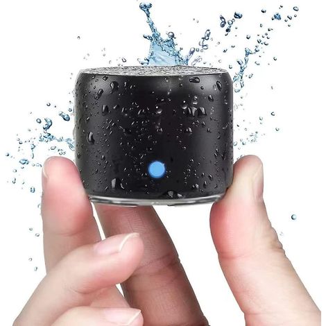 mini (noir) Enceinte Bluetooth Portable Actif Avec Basse Extra, Design Court, Mini Haut Parleur Parfait Pour La Douche, Chambre, Vlo, Voiture (1/5)