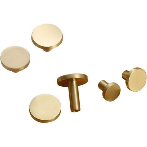 Lot de 4, Crochets Mural en Laiton Brossé, 32 mm x 30 mm, Crochets Porte-serviettes Manteau Dorés pour Salle de Bain, Porte-patères,(ronds) (1/4)