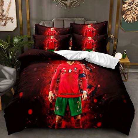 Lot 3D K3 Taille Football Série C Ronaldo Housse de Couette Textile Maison CC15, Ensemble Trio