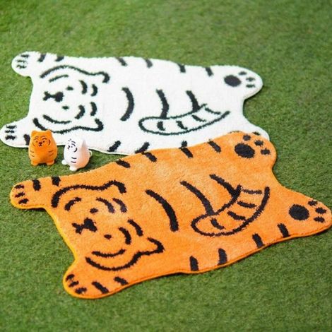 Tapis De Sol - Forme Tigre - Absorption Eau - Toucher Doux - Pour Salle De Bain Chambre Salon - 60 X 40 Cm (1/5)
