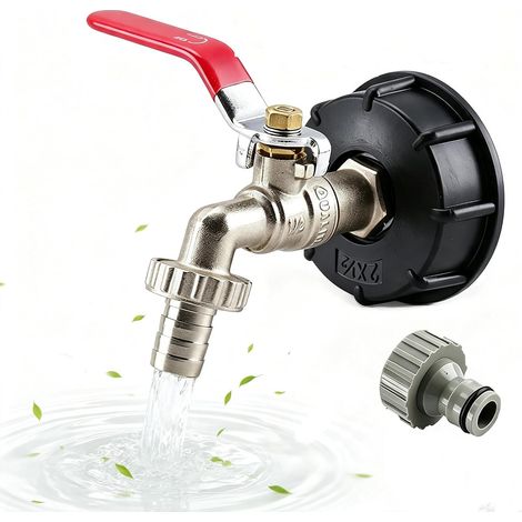 S60X6 Adaptateur de réservoir de vidange IBC pour robinet de jardin en laiton avec raccord de tuyau 12,7 mm (1/5)