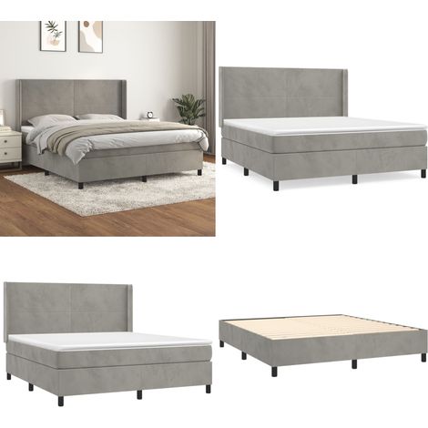 Boxspringbett mit Matratze Hellgrau 160x200 cm Samt - Samtbett - Boxspringbett - Doppelbett - Bettauflage - Matratze - Home & Living (1/5)