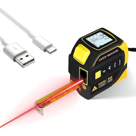 4-in-1-Laser-Entfernungsmesser, 60-m-Laser, elektronischer Zweiachsen-Winkelmesser, Kreuzschlitzlaser, hochauflösendes LCD-Display, wiederaufladbar (1/5)