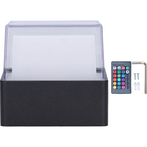 RGB-Außenwandleuchte mit Fernbedienung, 5 W, AC 85–265 V, quadratisch