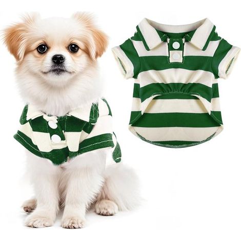 Vêtements pour chiens - Vêtements pour chiens - Costume pour animaux - Vêtements pour animaux - Chemise pour chien - Vêtements pour chats - Polo à col rayé - Respirant - Confortable - Taille L - Pour (1/5)