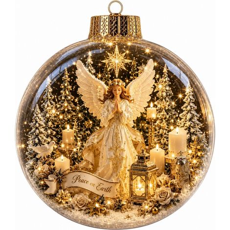 Boule à neige lumineuse en acrylique transparent, décor de Noël, château de glace 3D à suspendre au sapin, décoration de fêtes (1/5)