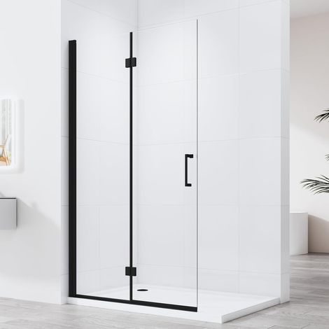 Schwarzer Walk in Duschwand 120x195cm Walk in Dusche Falttüren Duschtrennwand 6mm ESG-Sicherheitsglas mit Nano Beschichtung (1/4)