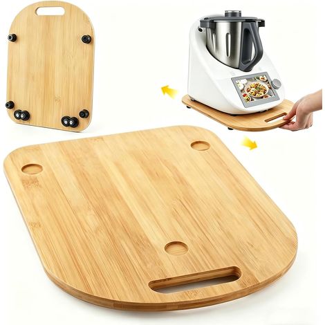 Planche Coulissante - 1 Unité - Bambou - Roulettes Acier - Pour Robot Culinaire TM5 TM6 - 28x36cm (1/5)