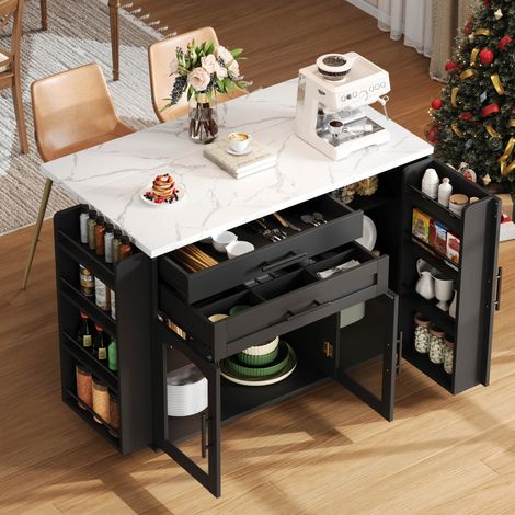 Küchenwagen mit klappbarer Arbeitsplatte 138x70x90 cm OKMYHOME (1/5)