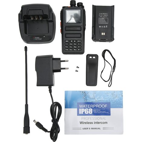 Chargeur 10W pour talkie-walkie sans fil bi-bande UHF 400-520 MHz / VHF 136-174 MHz, 199 canaux, étanche IP68, prise EU 100-240V (1/5)